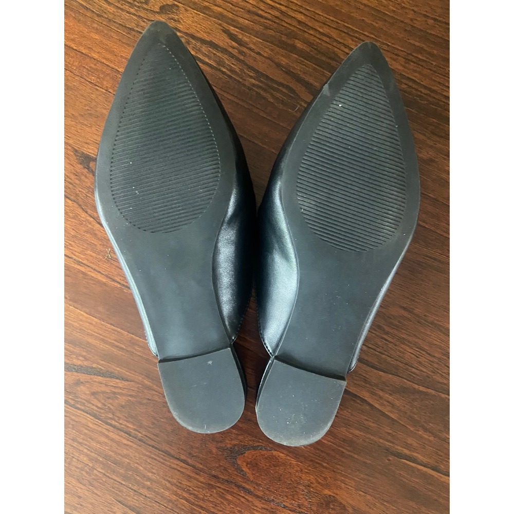 Steve Madden Levity Black Leather Pointed Toe Chain Mules Flats sz 7 new! - Picture 5 of 6